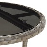 Table de jardin Ø60x75 cm Verre trempé/résine tressée Gris 
