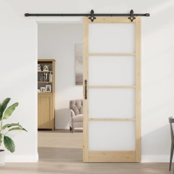 Ensemble de Porte Coulissante avec Matériel 'ORKDAL'Bois Massif & Verre 