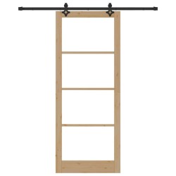 Ensemble de Porte Coulissante avec Matériel 'ORKDAL'Bois Massif & Verre 