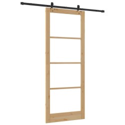 Ensemble de Porte Coulissante avec Matériel 'ORKDAL'Bois Massif & Verre 