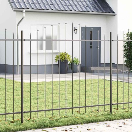 Clôture de jardin avec haut en forme de cerceau grise 6,8x1,5 m en acier 