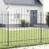 Clôture de jardin avec haut en forme de cerceau grise 6,8x1,5 m en acier 
