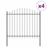 Clôture de jardin avec haut en forme de cerceau grise 6,8x1,5 m en acier 