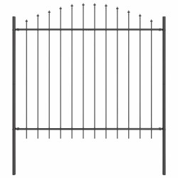 Clôture de jardin avec haut en forme de cerceau grise 6,8x1,5 m en acier 