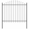 Clôture de jardin avec haut en forme de cerceau grise 6,8x1,5 m en acier 