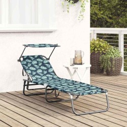 Transat pliant avec motif feuille en tissu Oxford 600D 