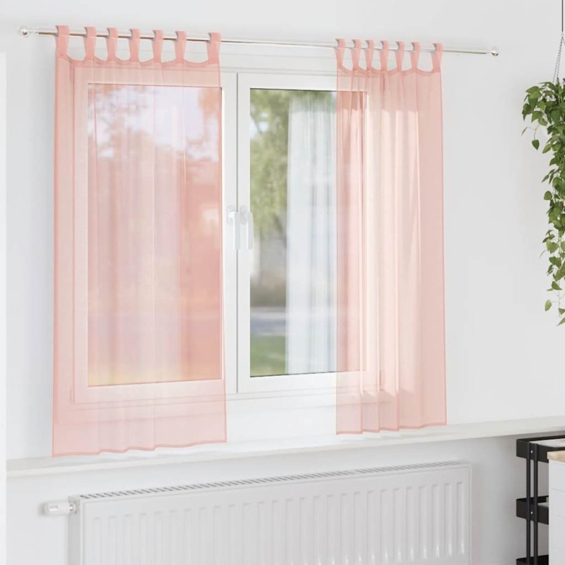 Rideaux en voile avec passe-tringles 2 pcs rose 
