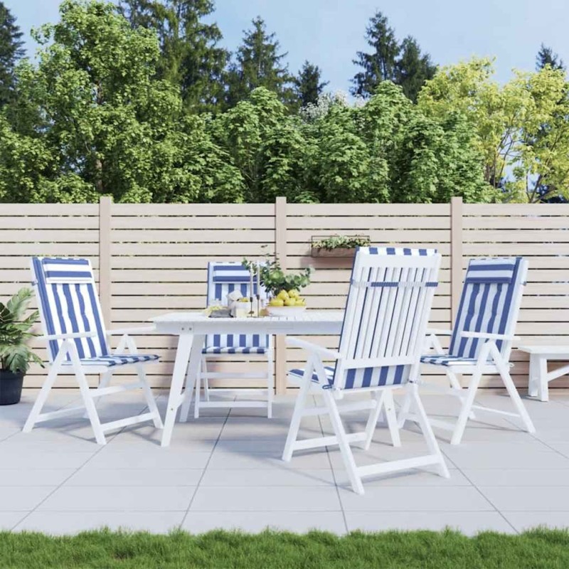 Coussins de chaise à dossier haut lot de 4 rayures bleu/blanc 
