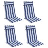 Coussins de chaise à dossier haut lot de 4 rayures bleu/blanc 