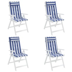 Coussins de chaise à dossier haut lot de 4 rayures bleu/blanc 