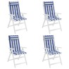 Coussins de chaise à dossier haut lot de 4 rayures bleu/blanc 