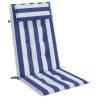 Coussins de chaise à dossier haut lot de 4 rayures bleu/blanc 