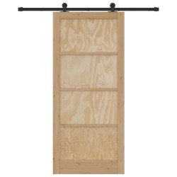 Porte coulissante avec kit de matériel 93x211 cm Bois massif en pin 