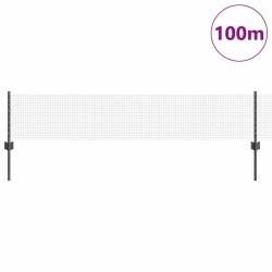Clôture en fil soudé avec 44 poteaux en U gris 0.4x100 m acier 