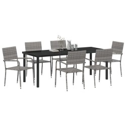 Ensemble de jardin de 7 pièces en poly rattan gris 