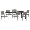 Ensemble de jardin de 7 pièces en poly rattan gris 
