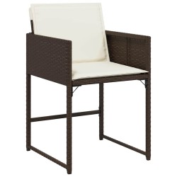Ensemble de salle à manger de jardin 5 pièces avec coussins en poly rotin marron. 