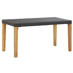 Banc de jardin 120 cm Noir Résine tressée et bois d'acacia 