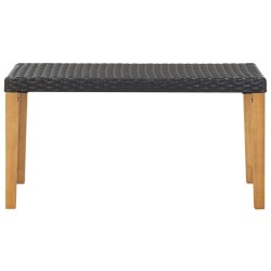 Banc de jardin 120 cm Noir Résine tressée et bois d'acacia 