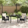 Set de salle à manger de jardin 3 pièces avec coussins en rattan poly noir 