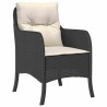 Set de salle à manger de jardin 3 pièces avec coussins en rattan poly noir 