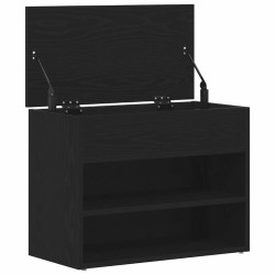 Banc Hall Noir Chêne 60x30x45 cm en bois d'ingénierie 