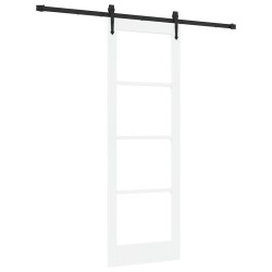 Set de Porte Coulissante avec Quincaillerie Blanche 73.5x211 cm Bois Massif en Pin 
