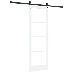 Set de Porte Coulissante avec Quincaillerie Blanche 73.5x211 cm Bois Massif en Pin 