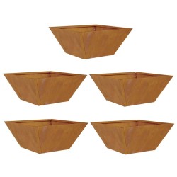 Bols à fleurs , 5 pcs, 35x35x15 cm en acier corten. 