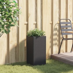 Jardinière noir 30x30x60 cm résine tressée 