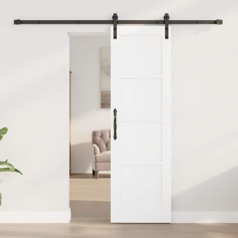 Porte coulissante avec kit quincaillerie blanche 61x198,5 cm en bois massif de pin 