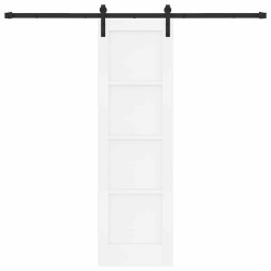 Porte coulissante avec kit quincaillerie blanche 61x198,5 cm en bois massif de pin 