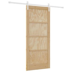 Porte Coulissante avec Ensemble de Quincaillerie 86x198,5 cm Bois de Pin Massif 