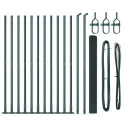 Clôture grillagée soudée avec 13 poteaux verts de 1.5x25 m en acier 