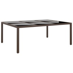 Table de jardin avec dessus en verre Marron 200x150x75 cm Rotin 