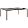 Table de jardin avec dessus en verre Marron 200x150x75 cm Rotin 