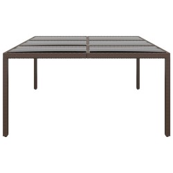 Table de jardin avec dessus en verre Marron 200x150x75 cm Rotin 