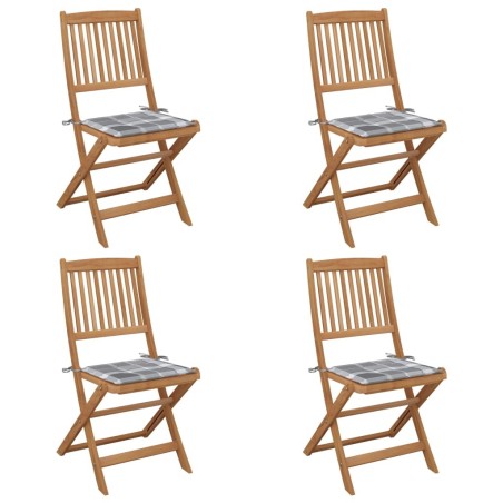 Chaises pliables de jardin lot de 4 avec coussins Bois d'acacia 