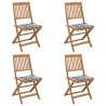 Chaises pliables de jardin lot de 4 avec coussins Bois d'acacia 