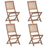 Chaises pliables de jardin lot de 4 avec coussins Bois d'acacia 