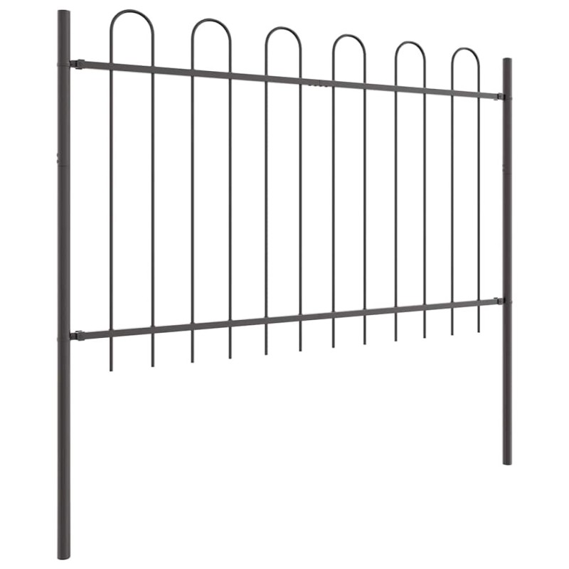 Clôture de jardin gris avec arc, 1,7x0,8 m en acier 