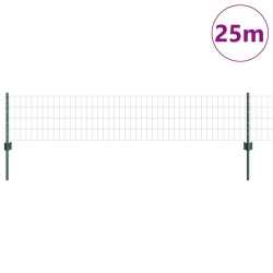 Clôture Euro avec 11 poteaux verts 0,4x25 m en acier 