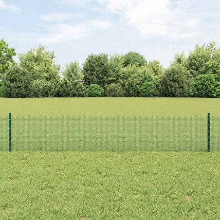 Clôture en fil soudé avec 11 poteaux en U verts 0,4 x 25 m en acier 