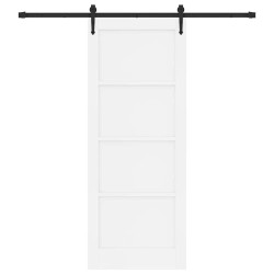 Porte coulissante avec quincaillerie blanche 83x211 cm en pin massif 