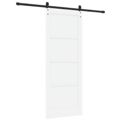 Porte coulissante avec quincaillerie blanche 83x211 cm en pin massif 