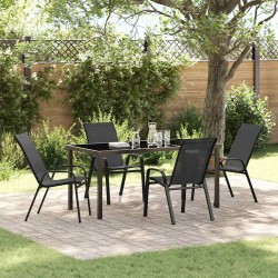 Ensemble de jardin 5 pièces - Noir en Textilène et Acier 