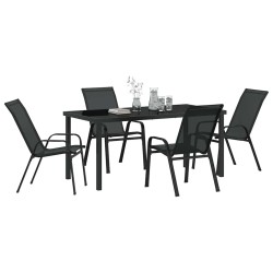 Ensemble de jardin 5 pièces - Noir en Textilène et Acier 