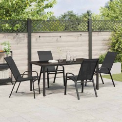 Ensemble de jardin 5 pièces - Noir en Textilène et Acier 