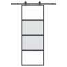 Porte coulissante kit quincaillerie noir 76x205 cm verre trempé 