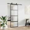 Porte coulissante kit quincaillerie noir 76x205 cm verre trempé 